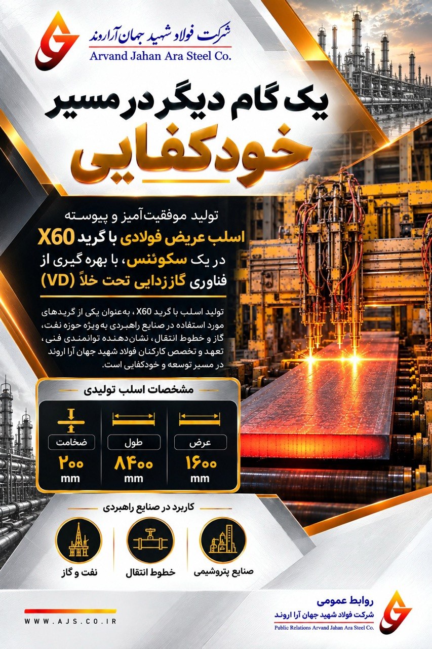 تولید اسلب عریض X60؛ گامی استراتژیک در خودکفایی صنعت فولاد ایران